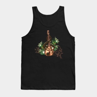 Music, Violin with clef, flowers and birds Tank Top